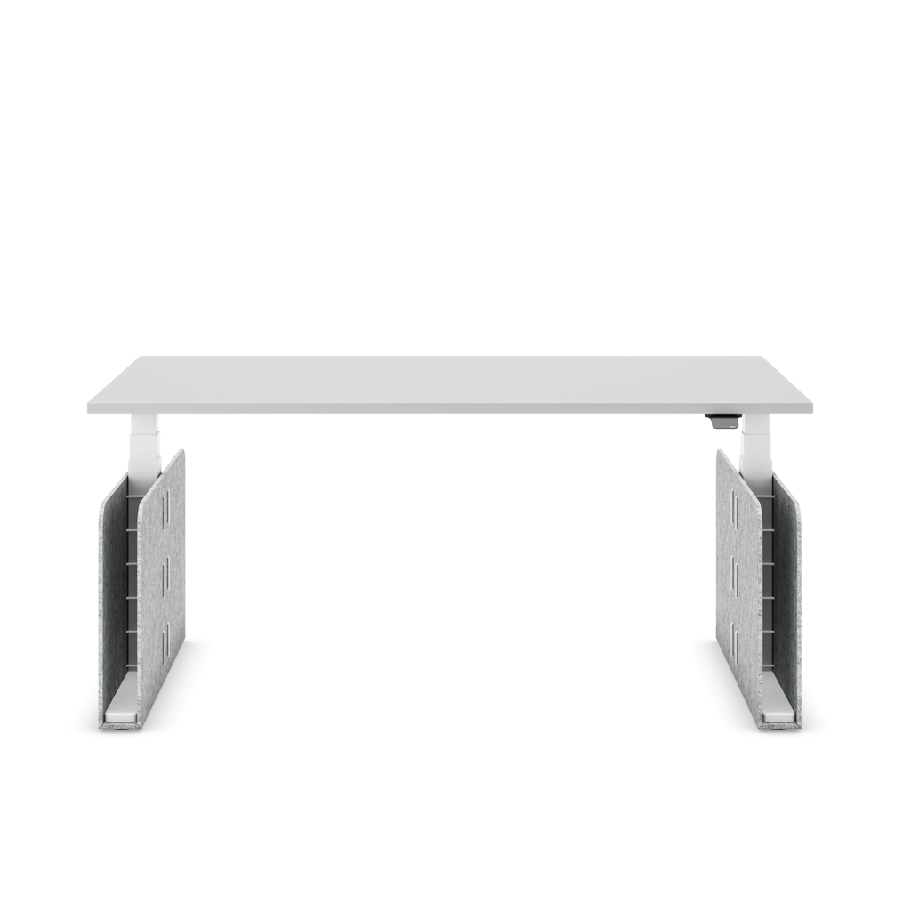 Höhenverstellbarer Schreibtisch Masterlift® Flex Akustix®-Edition, Rechteck Hellgrau, Lichtgrau Dekor/Weiss 160x80