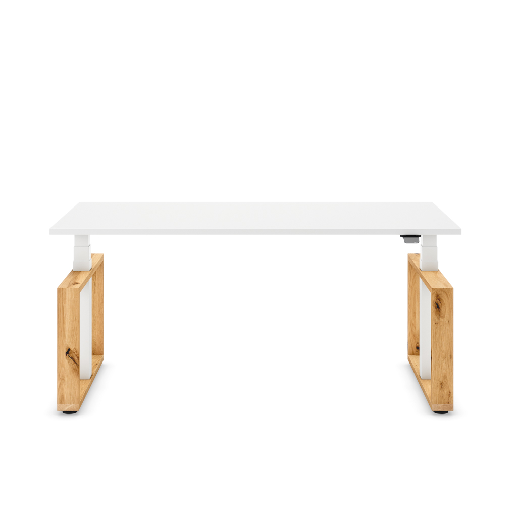 Höhenverstellbarer Schreibtisch Masterlift® Flex Loop-Edition, Holz Rechteck, Weiss Dekor/Weiss 160x80
