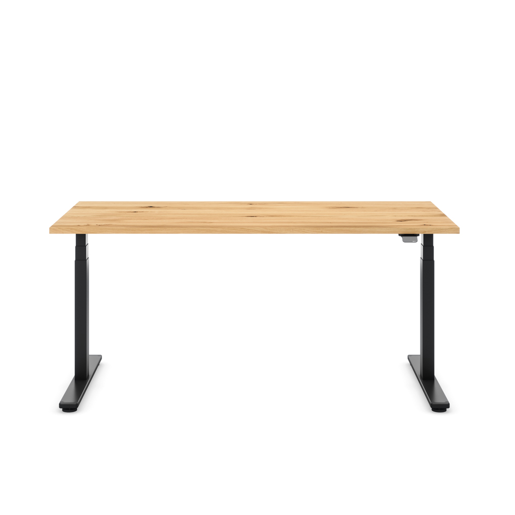 Höhenverstellbarer Schreibtisch Masterlift® Flex Light, Eiche Massivholz/Schwarz 180x80