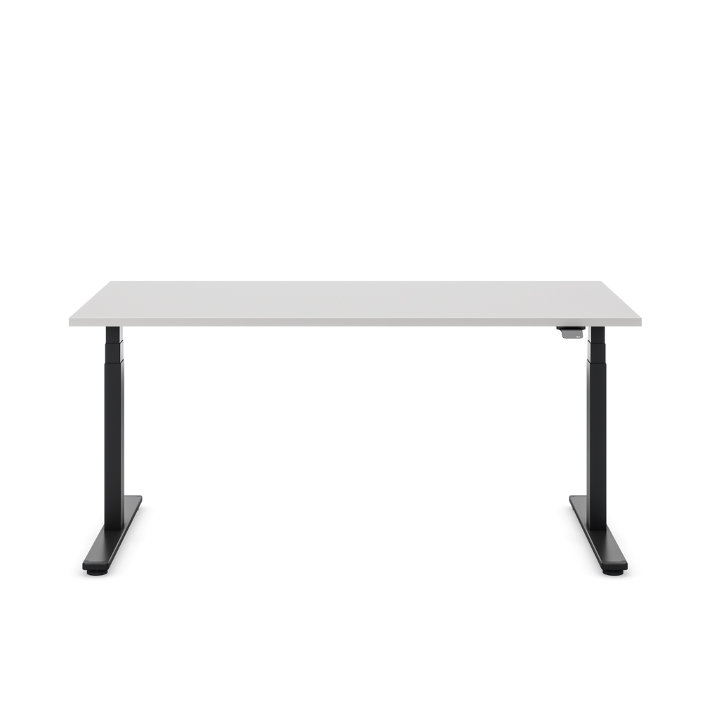 Höhenverstellbarer Schreibtisch Masterlift® Flex Light, Lichtgrau Dekor/Schwarz 160x80