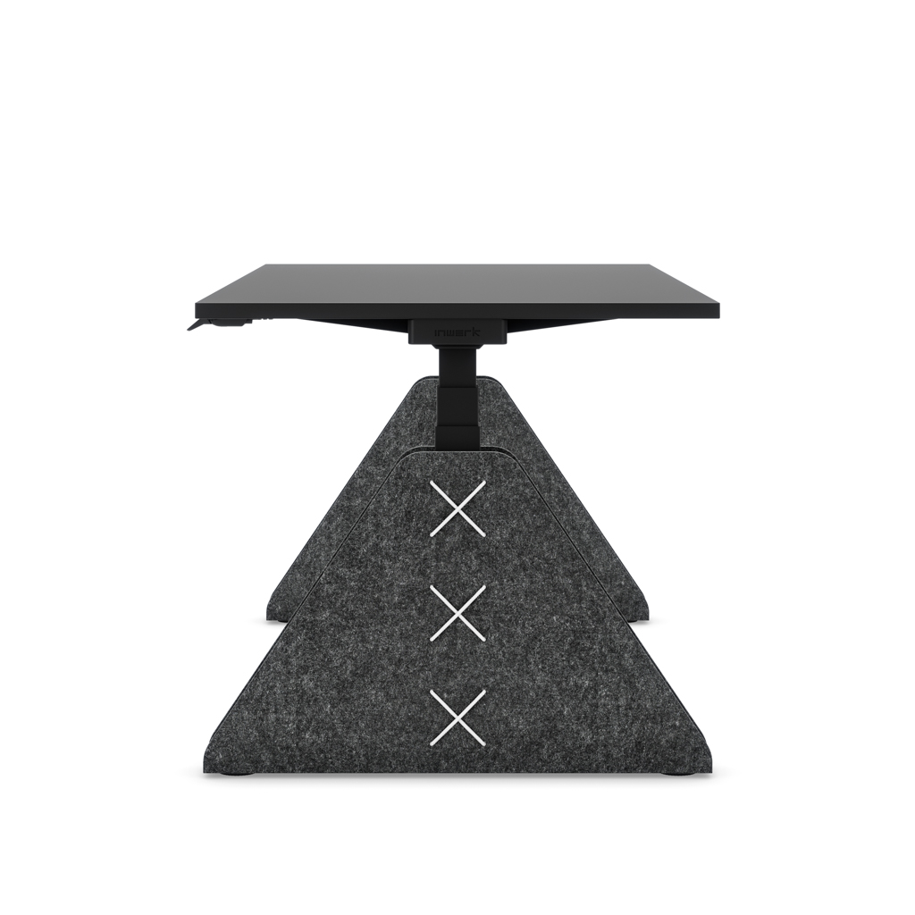 Höhenverstellbarer Schreibtisch Masterlift® Flex Akustix®-Edition, Trapez Dunkelgrau, Schwarz Dekor/Schwarz 160x80