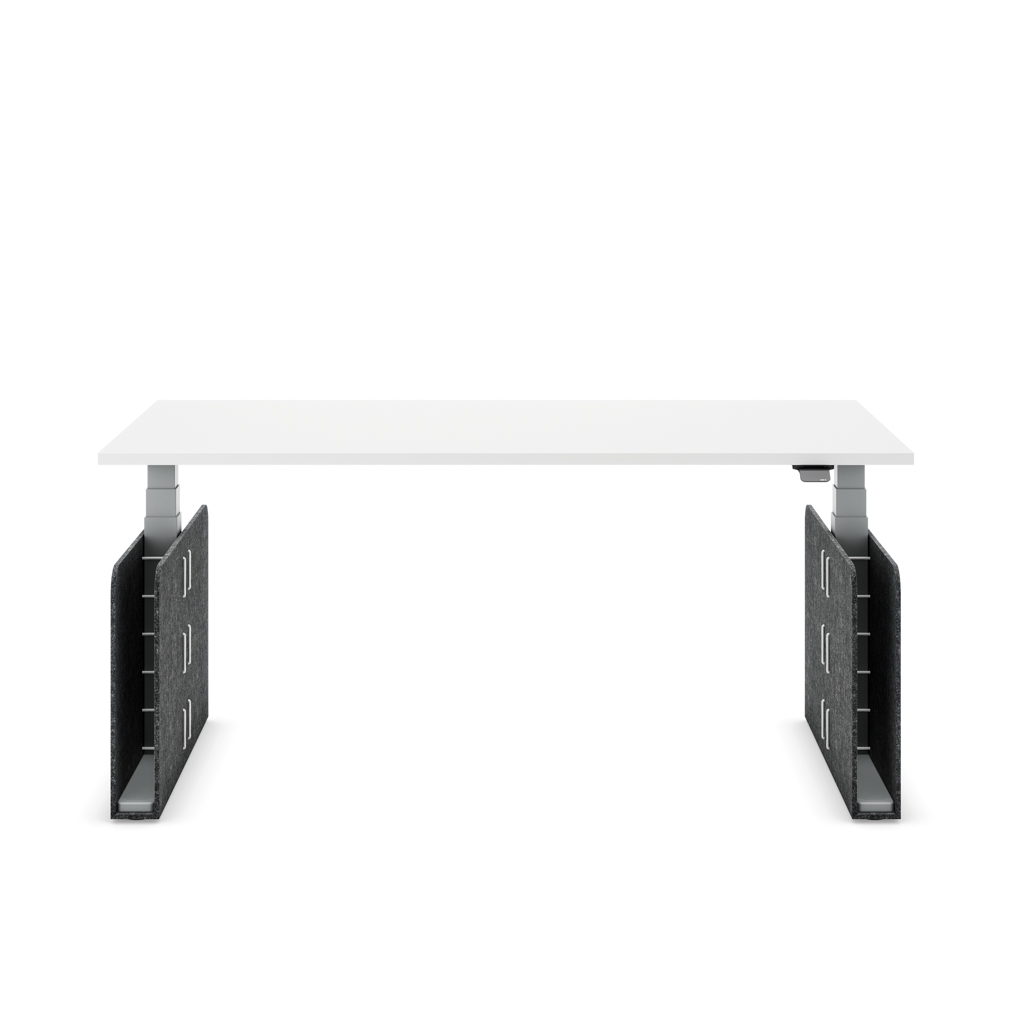Höhenverstellbarer Schreibtisch Masterlift® Flex Akustix®-Edition, Rechteck Dunkelgrau, Weiss Dekor/Silber 200x80