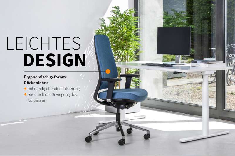 Teamo® Plush - Ergonomischer Bürostuhl, Vollpolster, Schwarz/Blau