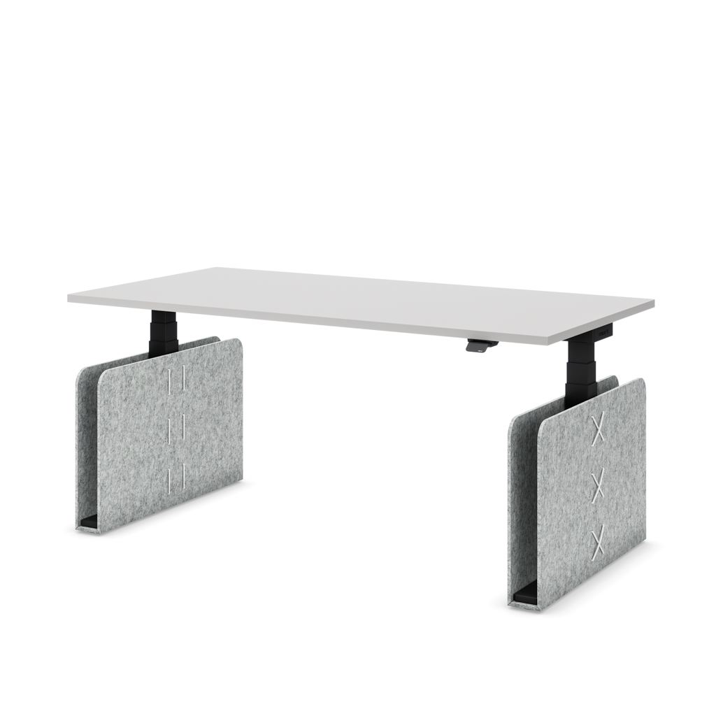 Höhenverstellbarer Schreibtisch Masterlift® Flex Akustix®-Edition, Rechteck Hellgrau, Lichtgrau Dekor/Schwarz 160x80