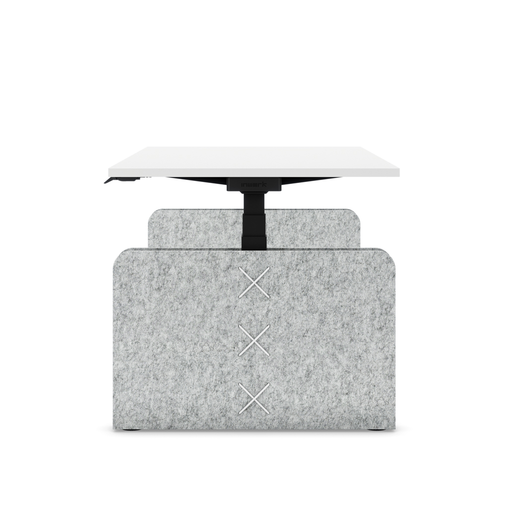 Höhenverstellbarer Schreibtisch Masterlift® Flex Akustix®-Edition, Rechteck Hellgrau, Weiss Dekor/Schwarz 180x80