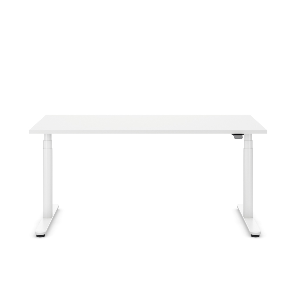 Höhenverstellbarer Schreibtisch Masterlift® Flex Basic rund, Weiss/Weiss 160x80