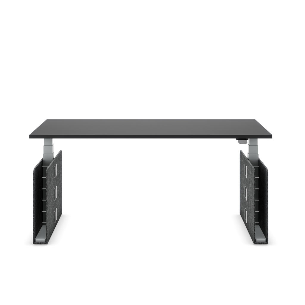 Höhenverstellbarer Schreibtisch Masterlift® Flex Akustix®-Edition, Rechteck Dunkelgrau, Schwarz Dekor/Silber 120x80