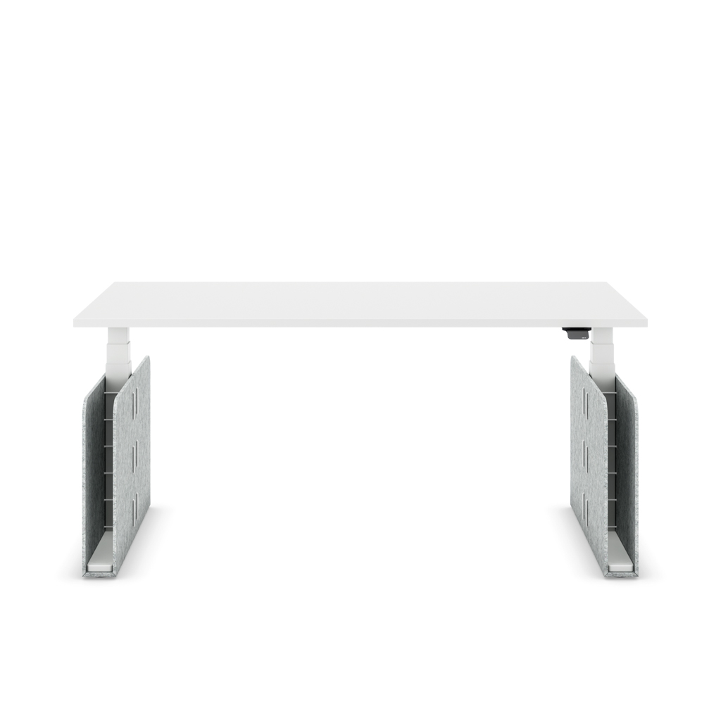 Höhenverstellbarer Schreibtisch Masterlift® Flex Akustix®-Edition, Rechteck Hellgrau, Weiss Dekor/Weiss 200x80