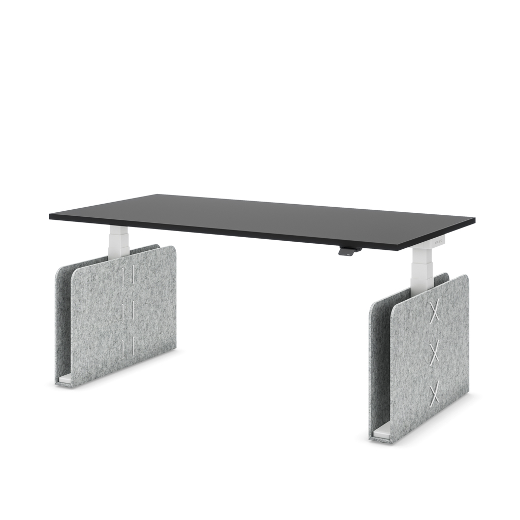 Höhenverstellbarer Schreibtisch Masterlift® Flex Akustix®-Edition, Rechteck Hellgrau, Schwarz Dekor/Weiss 120x80