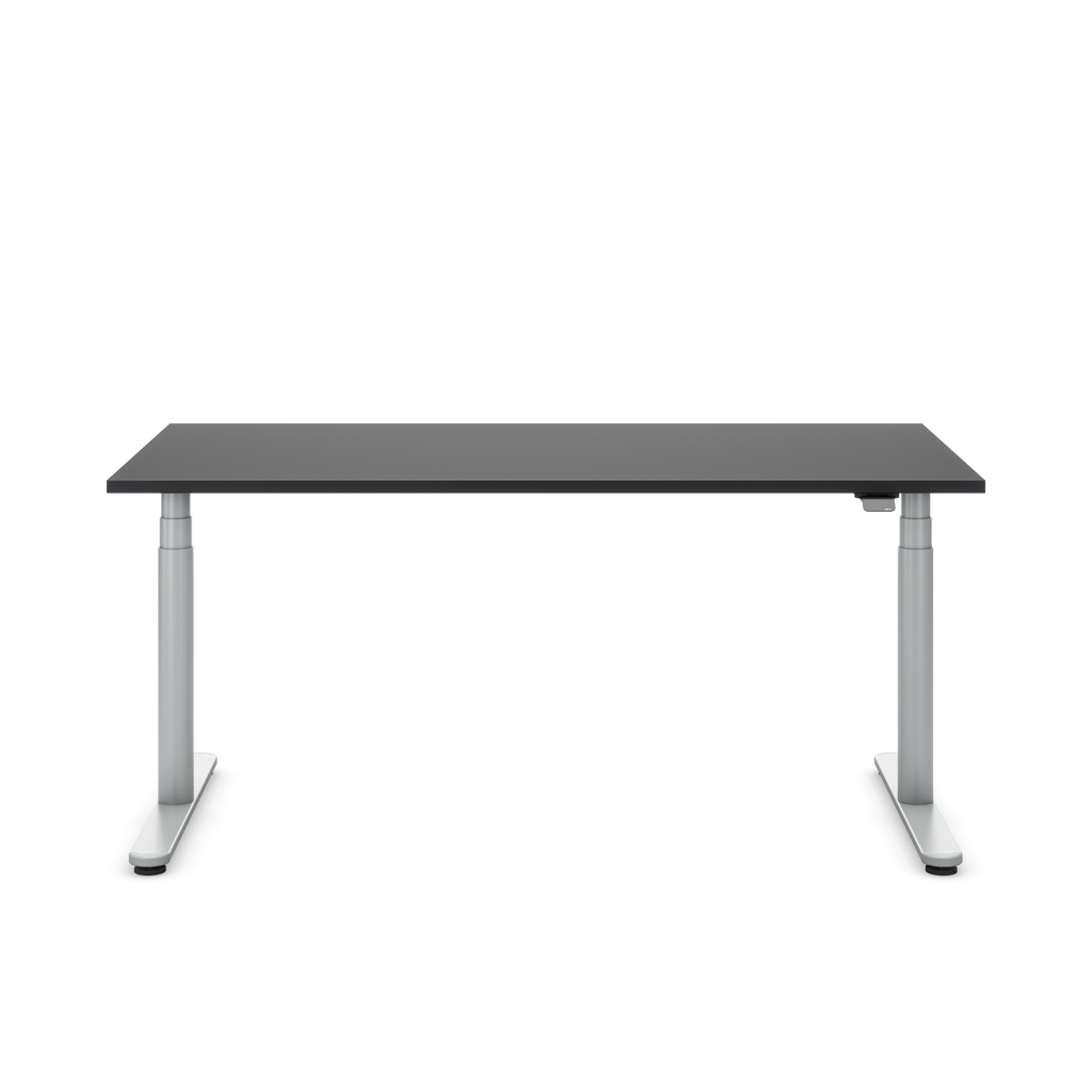 Höhenverstellbarer Schreibtisch Masterlift® Flex Basic rund, Schwarz/Silber 200x80
