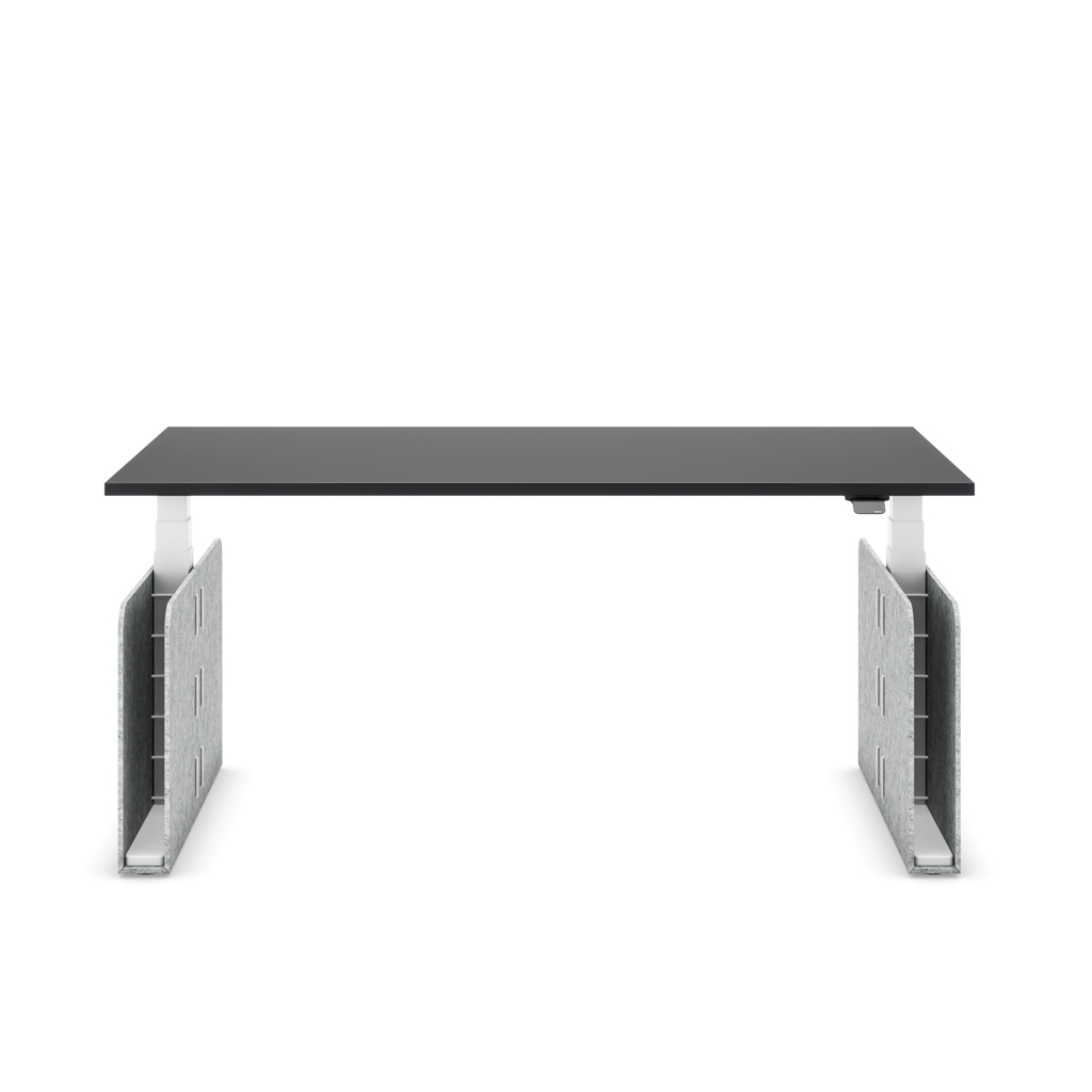 Höhenverstellbarer Schreibtisch Masterlift® Flex Akustix®-Edition, Rechteck Hellgrau, Schwarz Dekor/Weiss 120x80