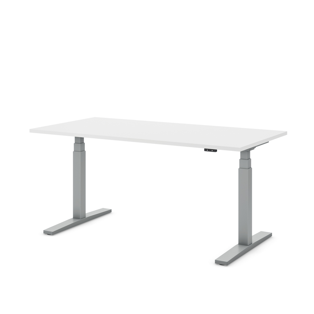 Höhenverstellbarer Schreibtisch Imperio® Lift Q2 Weiss Dekor/Silber 160x80