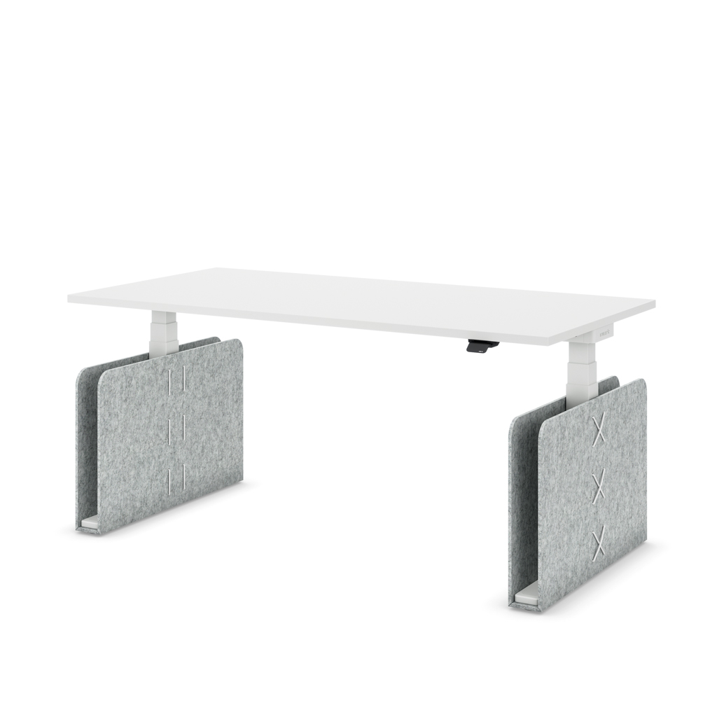 Höhenverstellbarer Schreibtisch Masterlift® Flex Akustix®-Edition, Rechteck Hellgrau, Weiss Dekor/Weiss 200x80