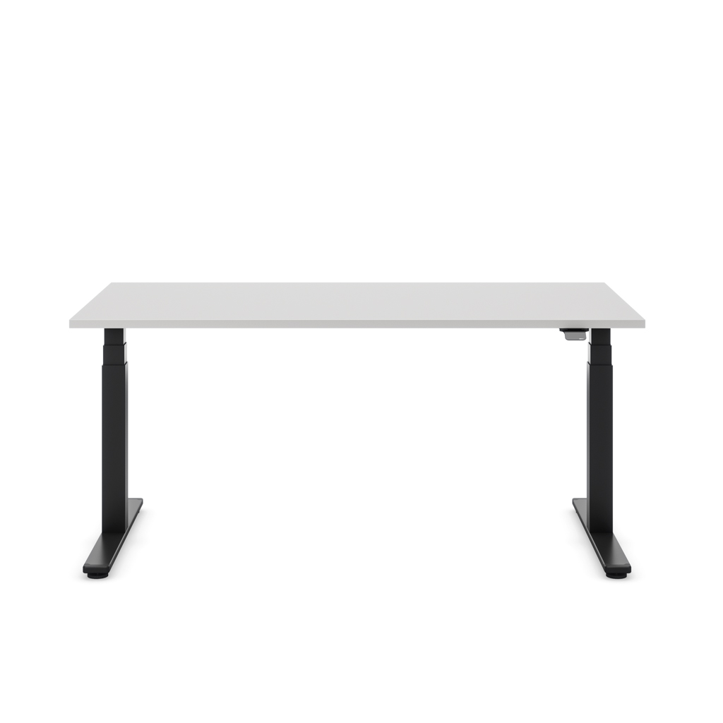 Höhenverstellbarer Schreibtisch Masterlift® Flex Basic, Lichtgrau Dekor/Schwarz 160x80