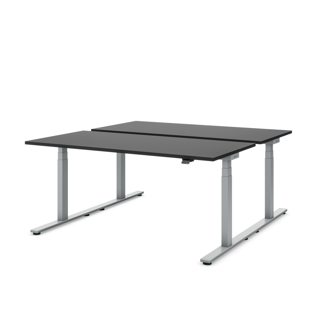 Höhenverstellbarer Team-Schreibtisch Masterlift® Flex Light, Schwarz/Silber 180x80