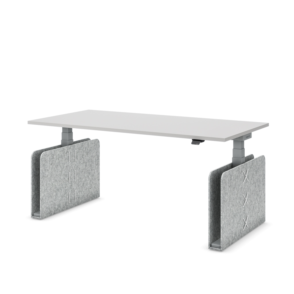 Höhenverstellbarer Schreibtisch Masterlift® Flex Akustix®-Edition, Rechteck Hellgrau, Lichtgrau Dekor/Silber 160x80