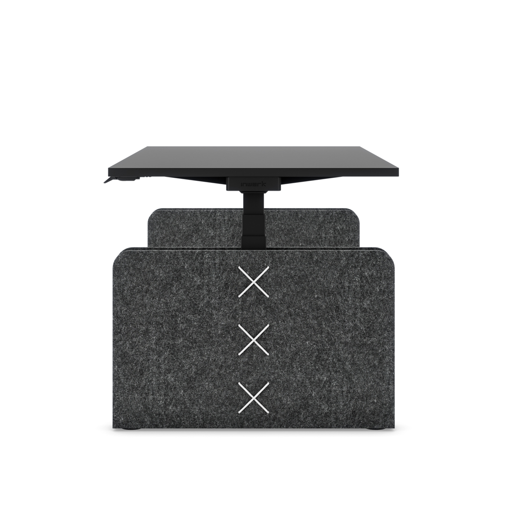 Höhenverstellbarer Schreibtisch Masterlift® Flex Akustix®-Edition, Rechteck Dunkelgrau, Schwarz Dekor/Schwarz 180x80