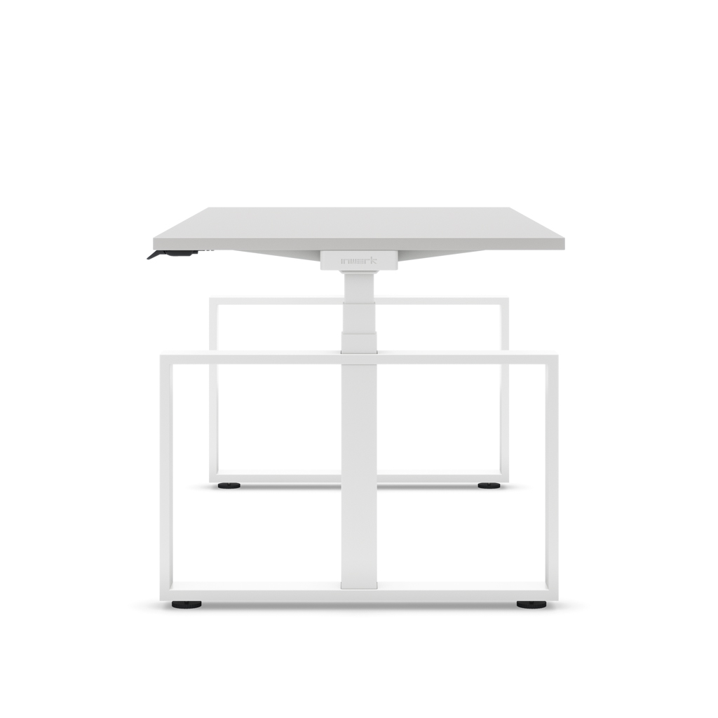 Masterlift® Flex höhenverstellbarer Schreibtisch Loop Stahl Edition Rechteck Lichtgrau Dekor/Weiß 160x80