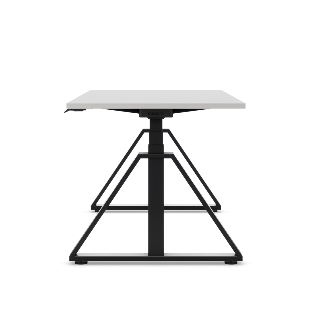 Höhenverstellbarer Schreibtisch Masterlift® Flex Loop-Edition, Stahl Trapez, Lichtgrau Dekor/Schwarz 160x80
