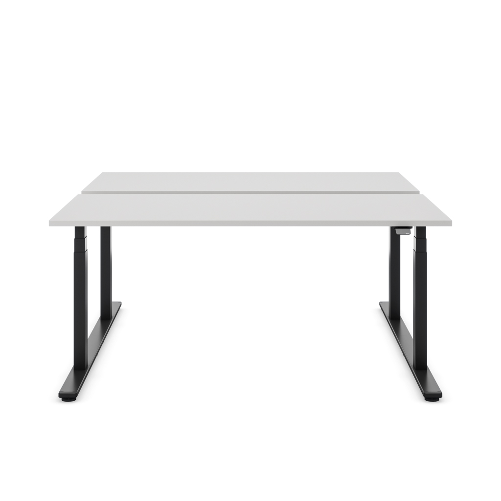 Höhenverstellbarer Team-Schreibtisch Masterlift® Flex Light, Lichtgrau/Schwarz 160x80