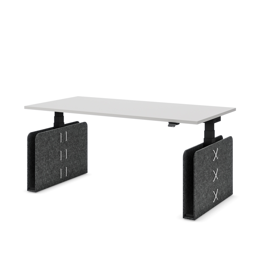 Höhenverstellbarer Schreibtisch Masterlift® Flex Akustix®-Edition, Rechteck Dunkelgrau, Lichtgrau Dekor/Schwarz 160x80