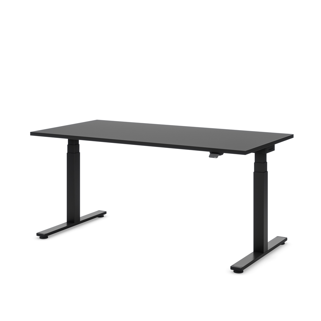 Höhenverstellbarer Schreibtisch Masterlift® Flex Basic, Schwarz Dekor/Schwarz 180x80