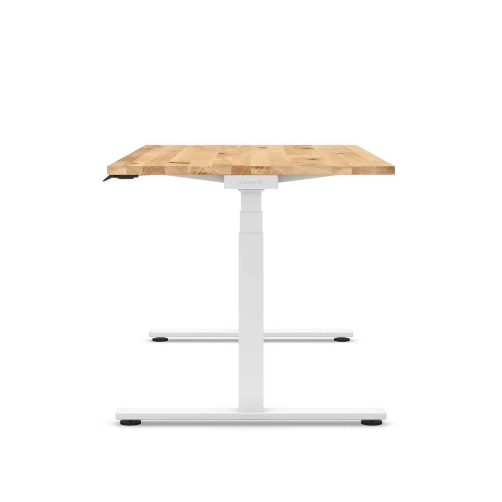 Höhenverstellbarer Schreibtisch Masterlift® Flex Basic, Eiche Massivholz/Weiss 160x80