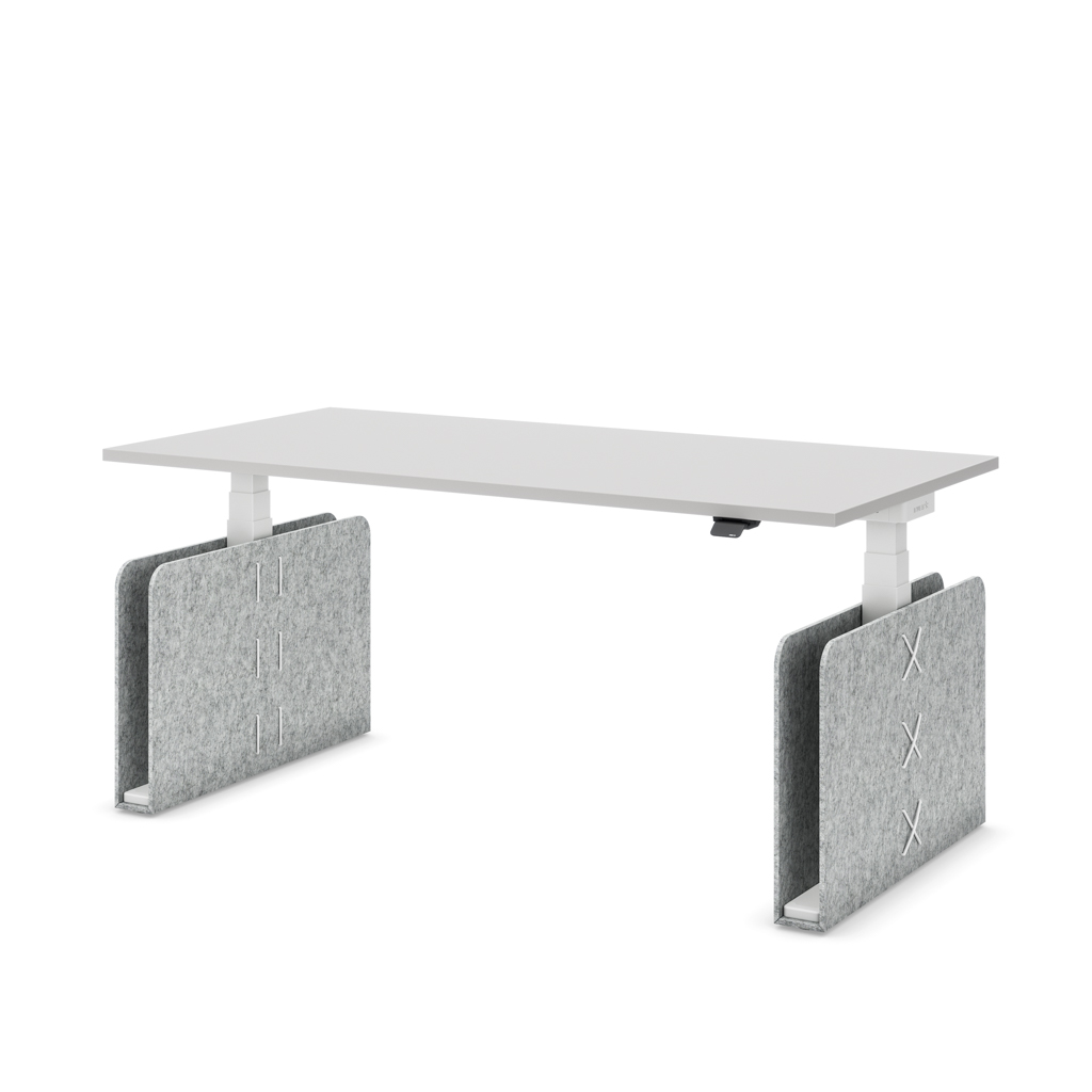 Höhenverstellbarer Schreibtisch Masterlift® Flex Akustix®-Edition, Rechteck Hellgrau, Lichtgrau Dekor/Weiss 160x80