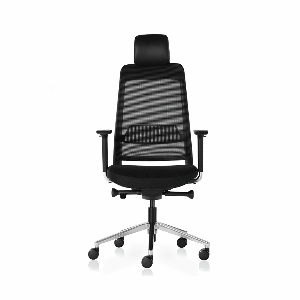 Inwerk Teamo® Original Plus - Bürostuhl mit Kopfstütze, Schwarz