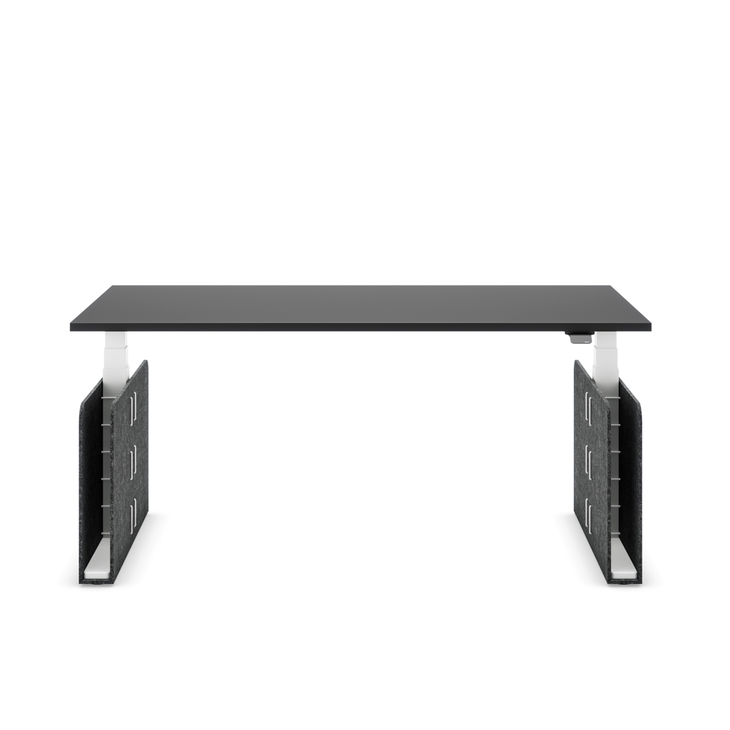 Höhenverstellbarer Schreibtisch Masterlift® Flex Akustix®-Edition, Rechteck Dunkelgrau, Schwarz Dekor/Weiss 180x80