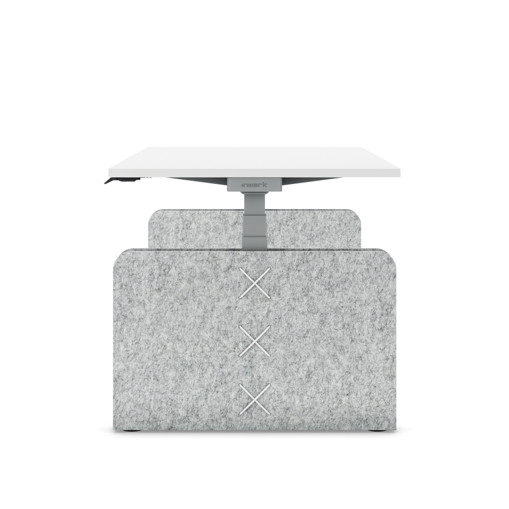 Höhenverstellbarer Schreibtisch Masterlift® Flex Akustix®-Edition, Rechteck Hellgrau, Weiss Dekor/Silber 160x80