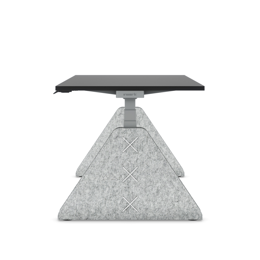 Höhenverstellbarer Schreibtisch Masterlift® Flex Akustix®-Edition, Trapez Hellgrau, Schwarz Dekor/Silber 120x80