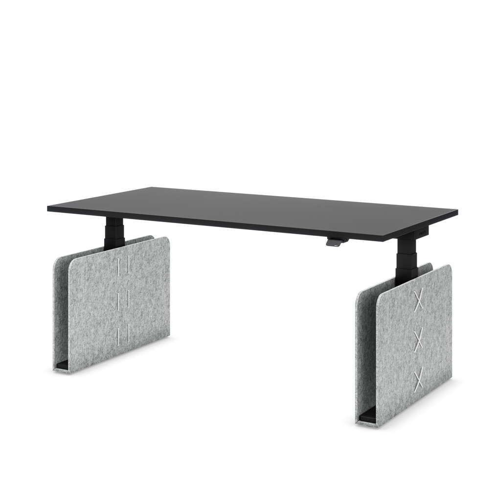 Höhenverstellbarer Schreibtisch Masterlift® Flex Akustix®-Edition, Rechteck Hellgrau, Schwarz Dekor/Schwarz 180x80