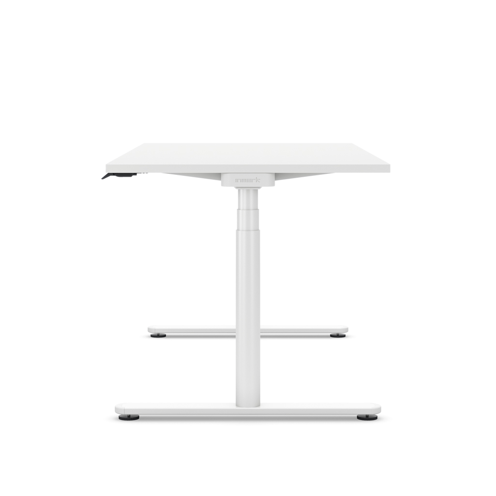 Höhenverstellbarer Schreibtisch Masterlift® Flex Basic rund, Weiss/Weiss 160x80
