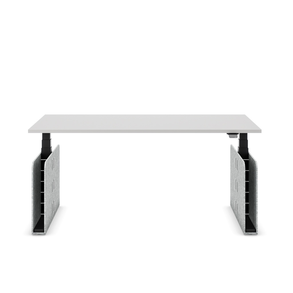 Höhenverstellbarer Schreibtisch Masterlift® Flex Akustix®-Edition, Rechteck Hellgrau, Lichtgrau Dekor/Schwarz 160x80