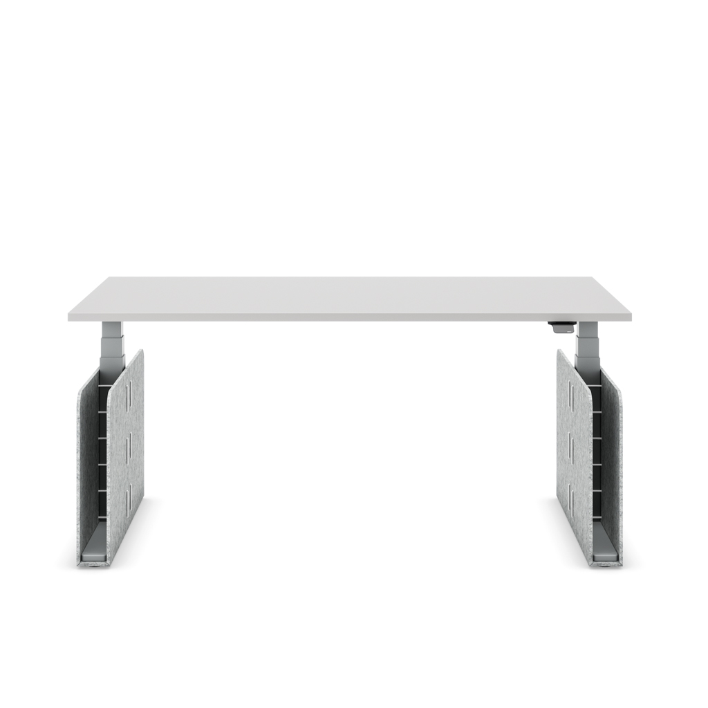 Höhenverstellbarer Schreibtisch Masterlift® Flex Akustix®-Edition, Rechteck Hellgrau, Lichtgrau Dekor/Silber 160x80