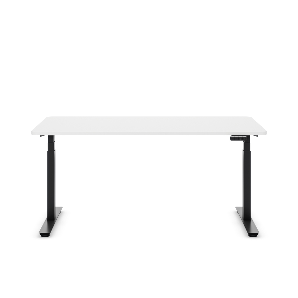 Höhenverstellbarer Schreibtisch Ecolift® Plus Weiß Dekor/Schwarz 120x80