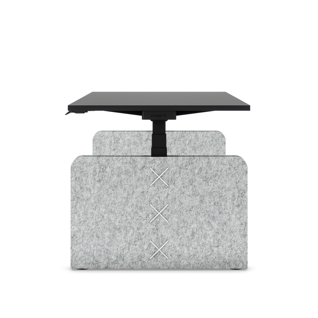 Höhenverstellbarer Schreibtisch Masterlift® Flex Akustix®-Edition, Rechteck Hellgrau, Schwarz Dekor/Schwarz 180x80