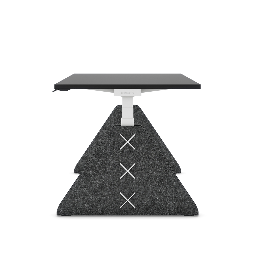 Höhenverstellbarer Schreibtisch Masterlift® Flex Akustix®-Edition, Trapez Dunkelgrau, Schwarz Dekor/Weiss 200x80