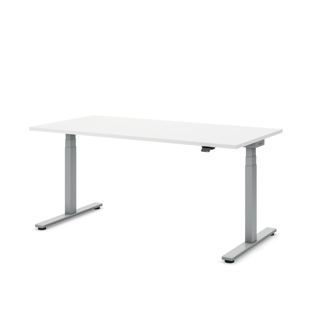 Höhenverstellbarer Schreibtisch Masterlift® Flex Light, Weiss Dekor/Silber 140x80
