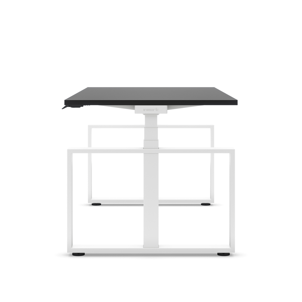 Höhenverstellbarer Schreibtisch Masterlift® Flex Loop-Edition, Stahl Rechteck, Schwarz Dekor/Weiss 120x80
