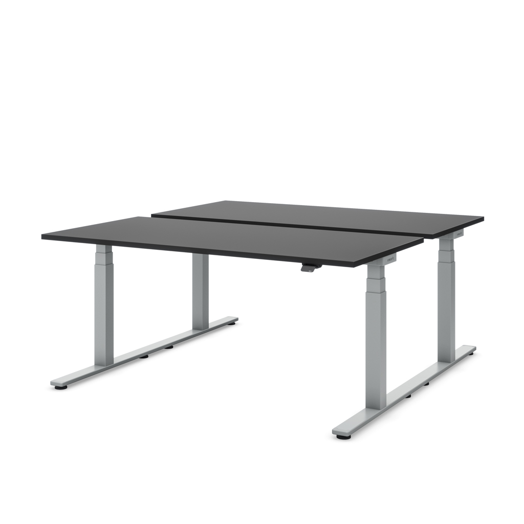 Höhenverstellbarer Team-Schreibtisch Masterlift® Flex Basic, Schwarz/Silber 120x80