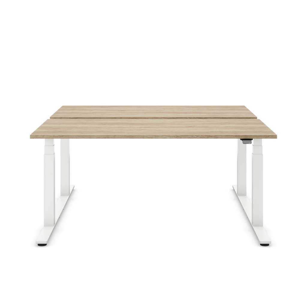 Höhenverstellbarer Team-Schreibtisch Masterlift® Flex Basic, Eiche Dekor/Weiss 160x80