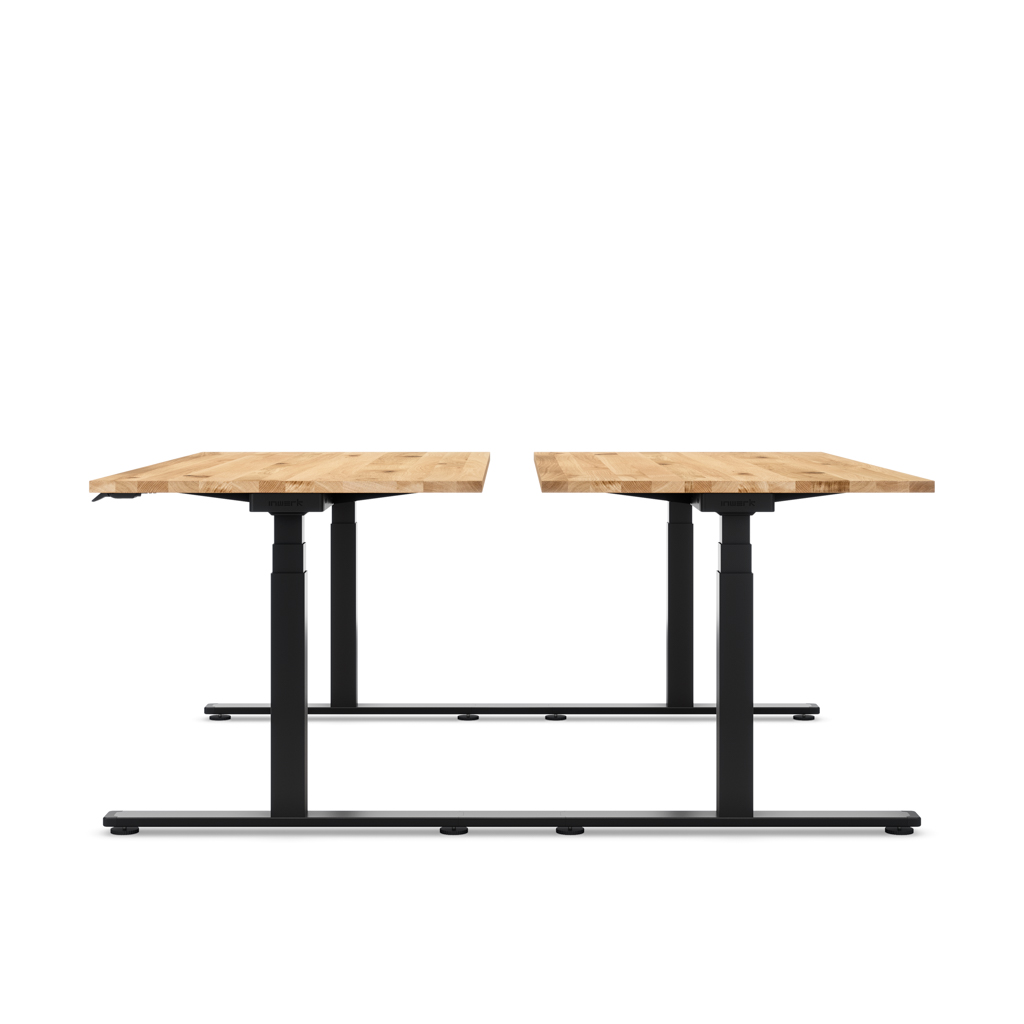 Höhenverstellbarer Team-Schreibtisch Masterlift® Flex Basic, Eiche Massivholz/Schwarz 160x80