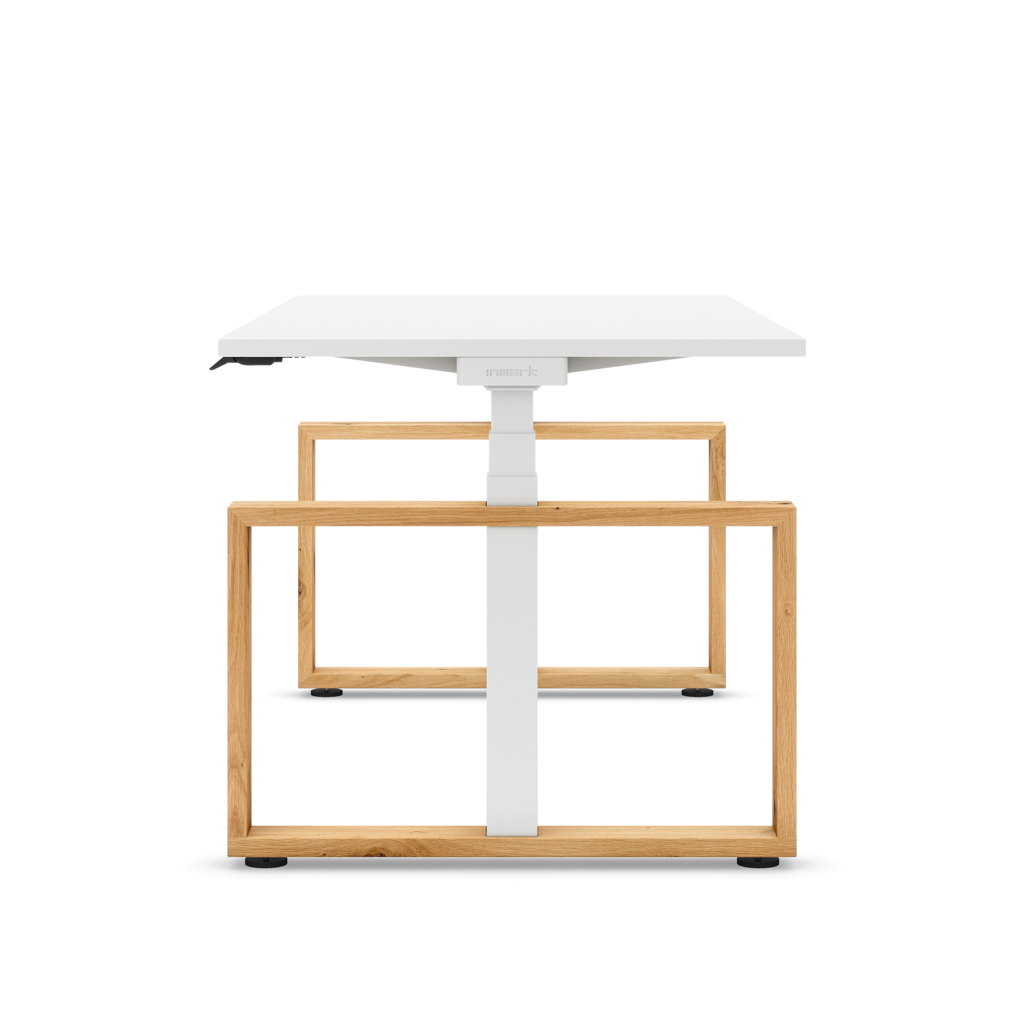 Höhenverstellbarer Schreibtisch Masterlift® Flex Loop-Edition, Holz Rechteck, Weiss Dekor/Weiss 160x80