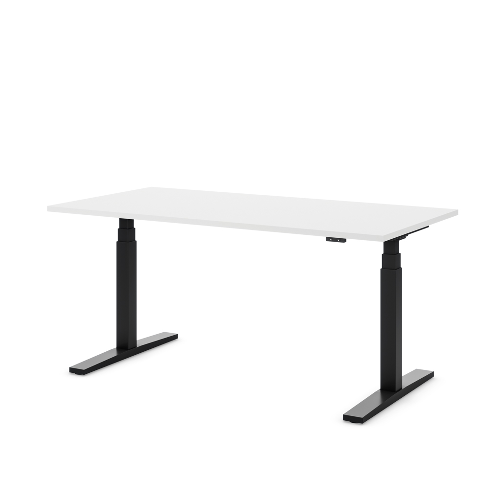 Höhenverstellbarer Schreibtisch Imperio® Lift Q2 Weiss Dekor/Schwarz 120x80