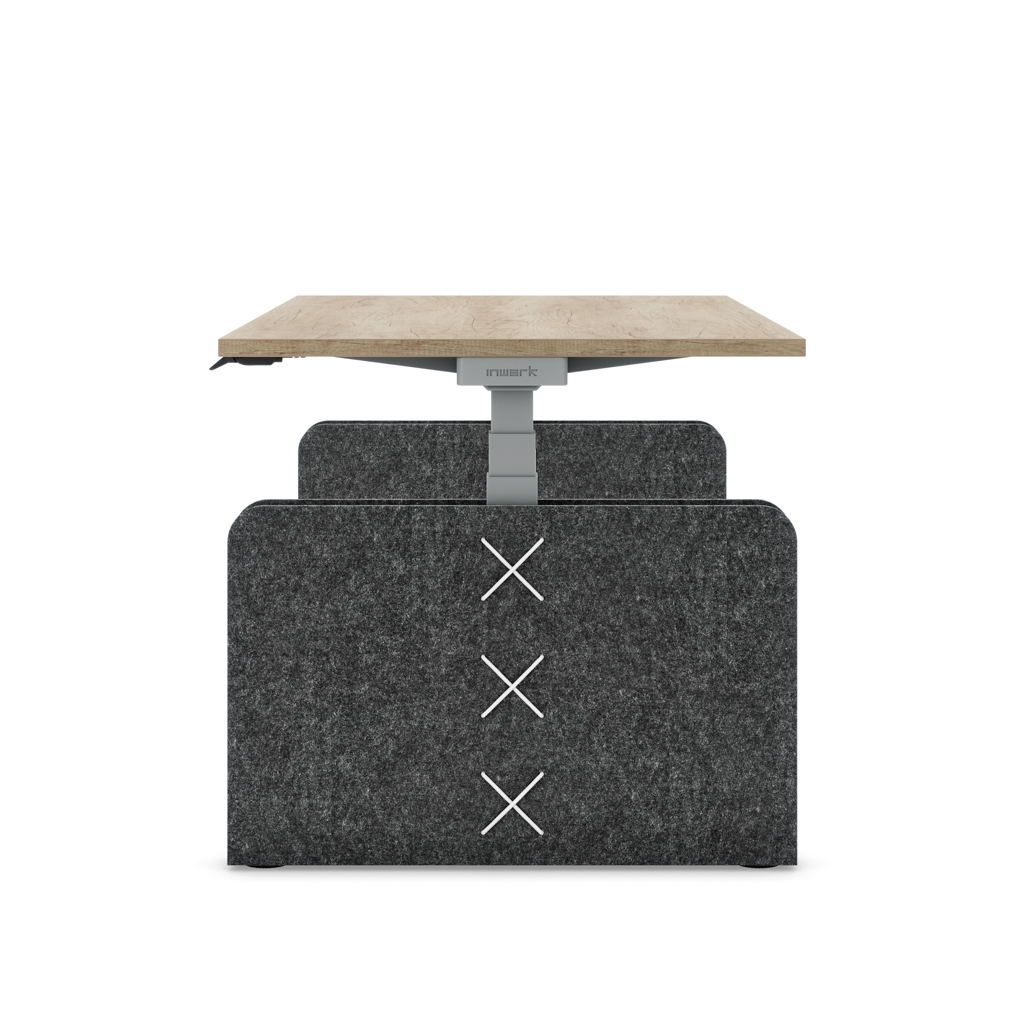 Höhenverstellbarer Schreibtisch Masterlift® Flex Akustix®-Edition, Rechteck Dunkelgrau, Eiche Dekor/Silber 160x80