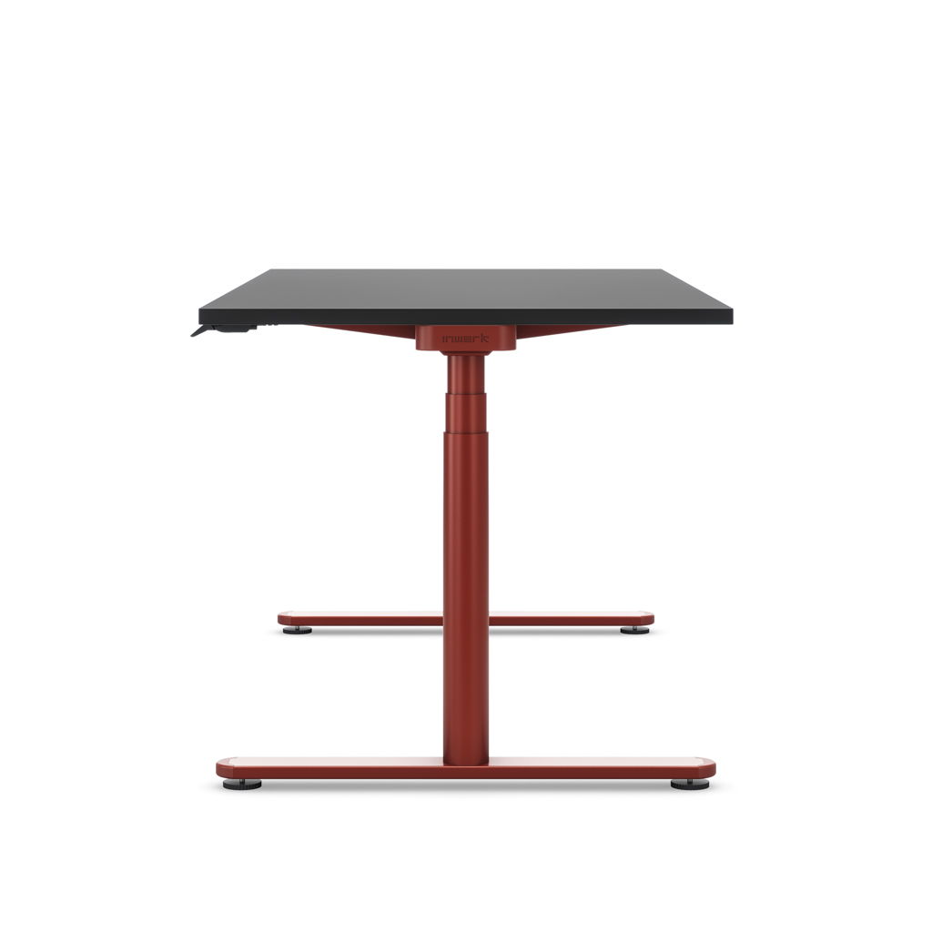 Höhenverstellbarer Schreibtisch Masterlift® Flex Basic rund, Schwarz/Braunrot 160x80