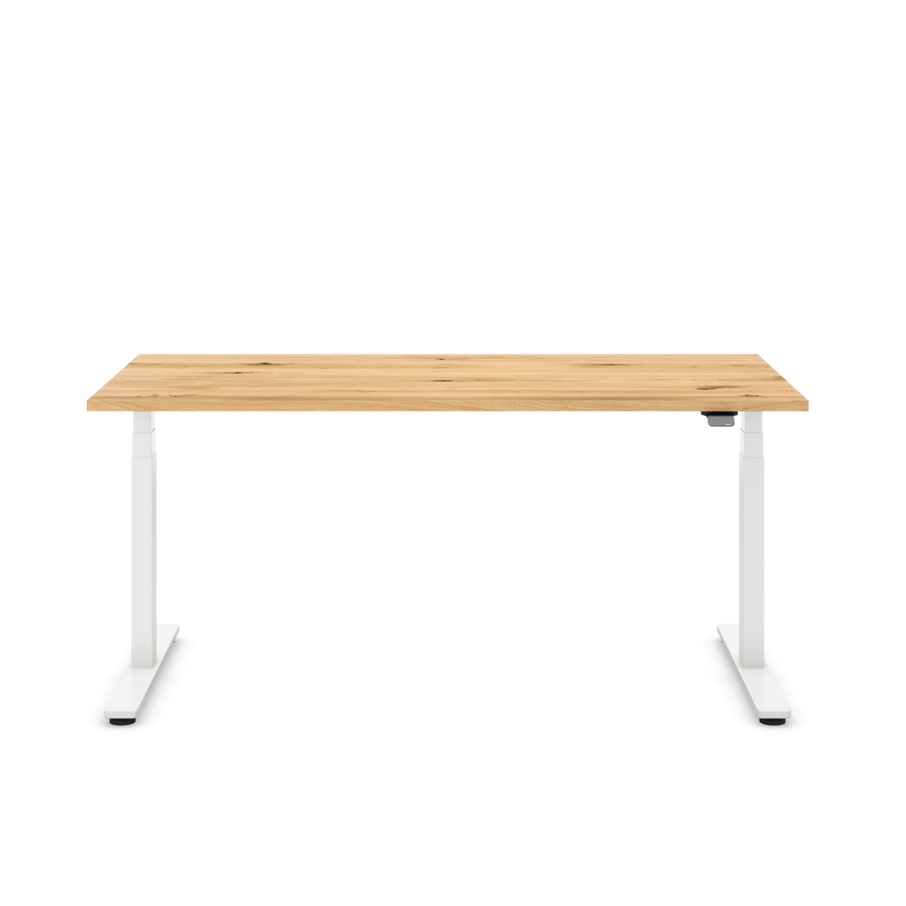 Höhenverstellbarer Schreibtisch Masterlift® Flex Light, Eiche Massivholz/Weiss 160x80