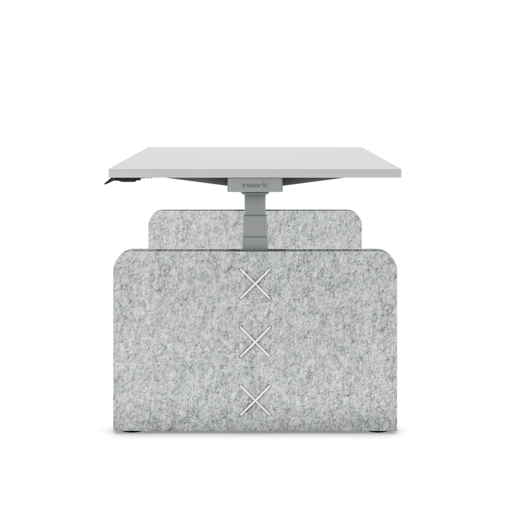Höhenverstellbarer Schreibtisch Masterlift® Flex Akustix®-Edition, Rechteck Hellgrau, Lichtgrau Dekor/Silber 160x80